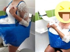 英国女子改IKEA购物袋  化解新娘如厕问题被赞是天才